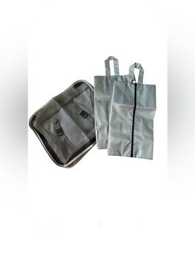 Travel Gray Mesh And Black Zipper Clothing Shoe Organizer 3 Pc Set